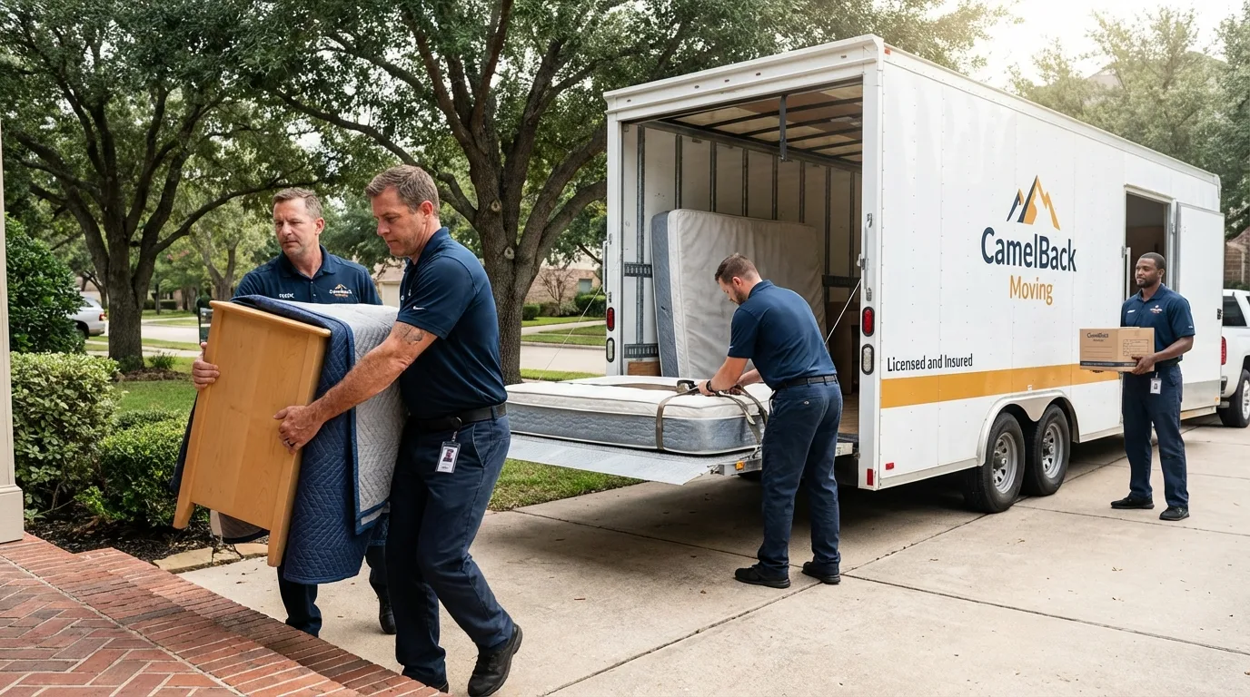 Crew loading residential truck for cross-state move from Yauco, PR