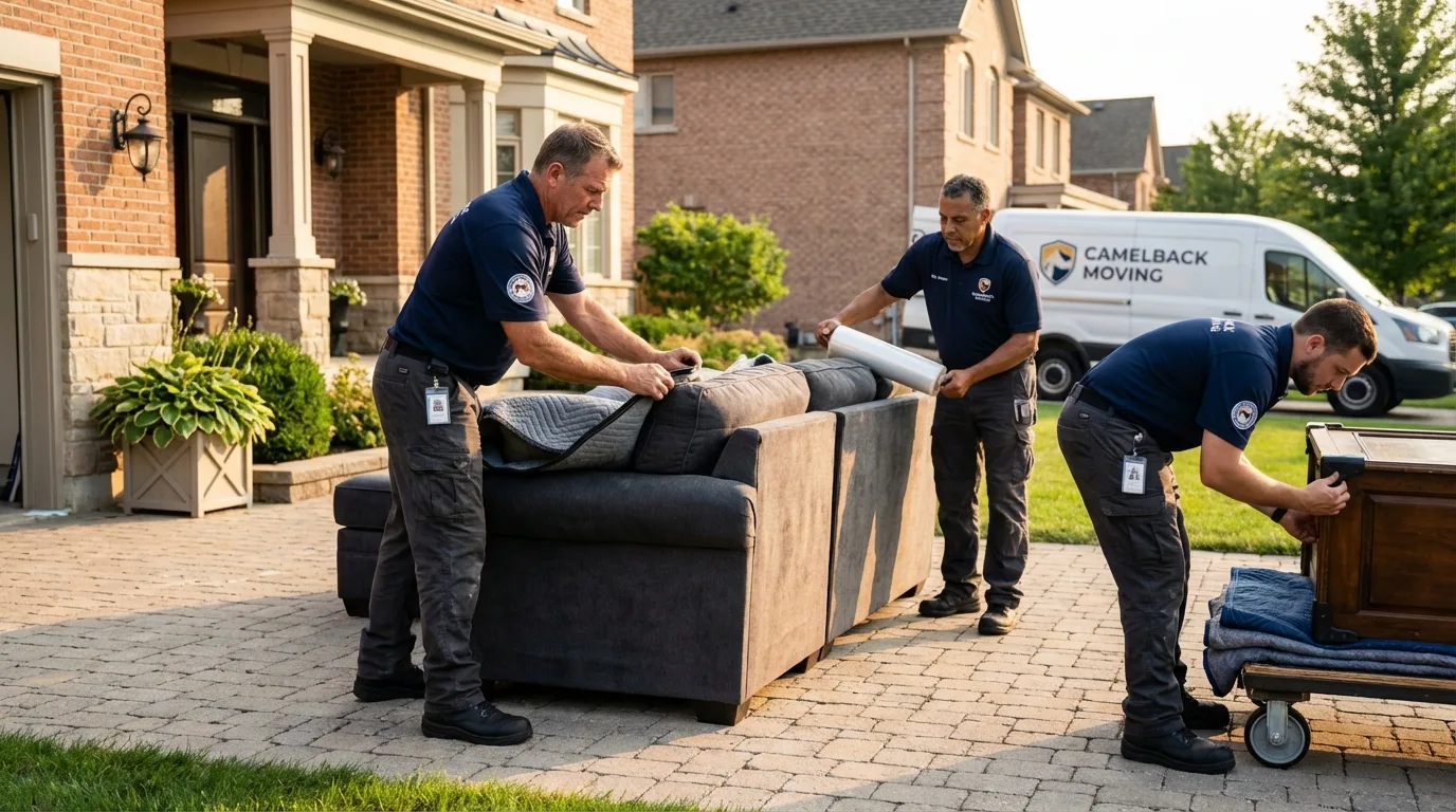 Large estate moving crew wrapping furniture in Yauco, PR